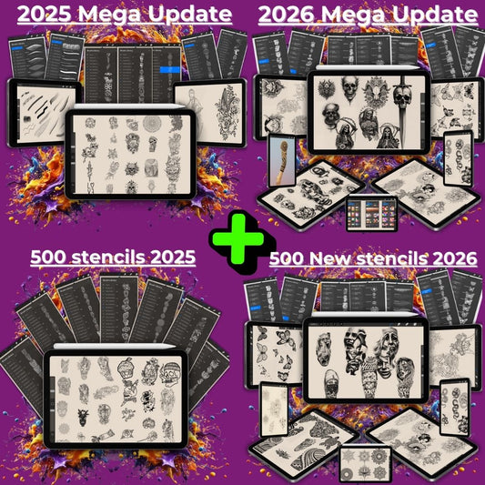💎 Ultimate Tattoo Designer Bundle – 2025 & 2026 Mega Updates + 1000 Premium Stencils
