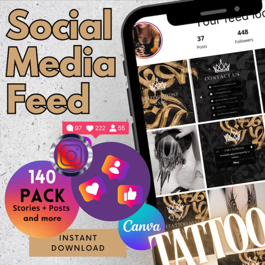 Editable Social Media Templates for Tattoo Artists & Studios