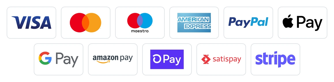Accepted card and digital wallet payment methods.
